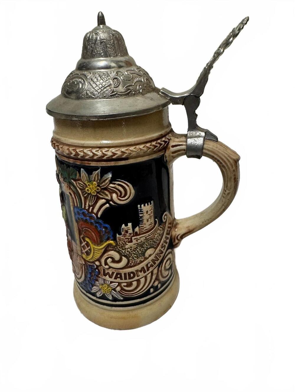 Gerz Original Gerzit German Hunting Beer Stein Lidded Zu Jeder Zeit
